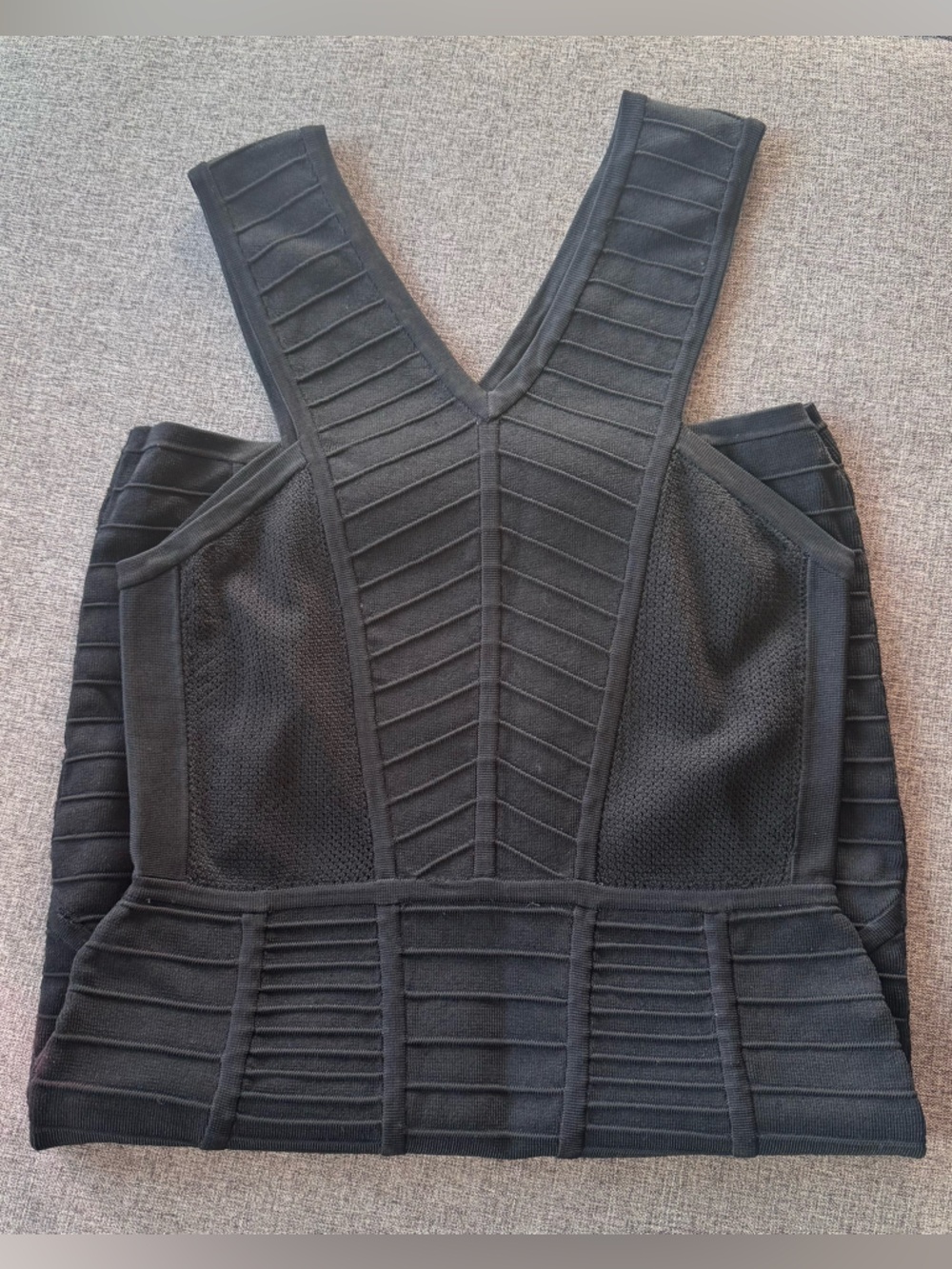 Parker Black Ribbed Bodycon V-Neck Dress Size Small - Picture 3 of 5